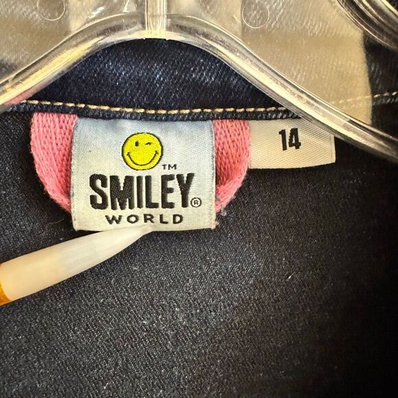SmileyWorld Denim Jacket Yellow Smile Girls Size 14 - Picture 5 of 6
